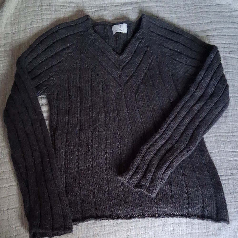Charcoal Alpaca Ribbed Sweater